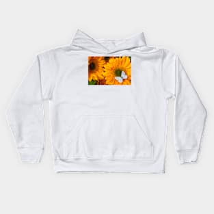 Beautiful White Butterfly On Sunflower Kids Hoodie